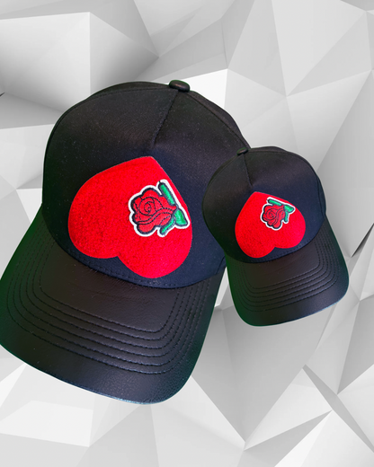 Black Leather Brim with Rose