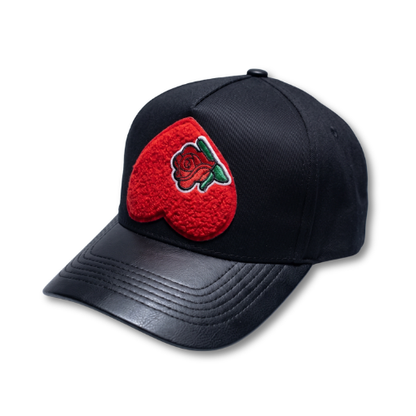 Black Leather Brim with Rose